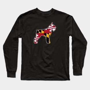 Giant Schnauzer Silhouette with Maryland Flag Long Sleeve T-Shirt